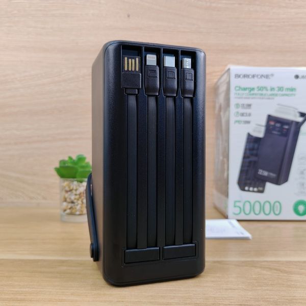 Павербанк 50000 mAh 22.5 Вт з швидкою зарядкою, Power Bank з вбудованими кабелями та ліхтарем NM-5170-BJ65A фото