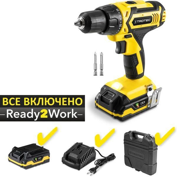 Дриль-шурупокрут акумуляторний Trotec PSCS 11-20V + кейс N-DAS302794 фото